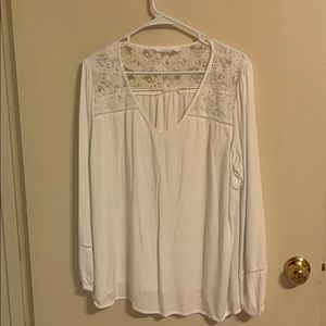 White, “lace” detail blouse